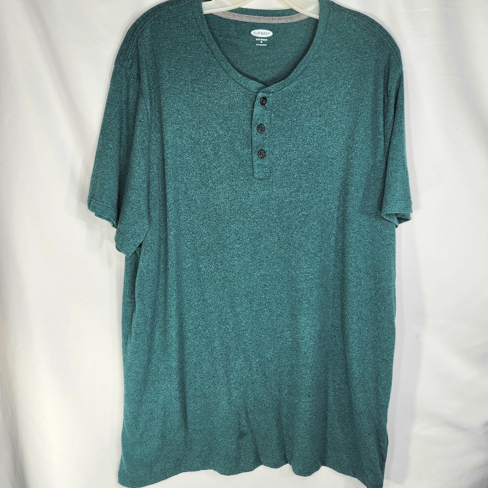 Old Navy Soft-Wash Green Short Sleeve 3 Button Neck Top Size XLarge